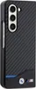 A close-up view of a black phone case with a carbon fiber texture and BMW branding. Anteprima dell’immagine prodotto