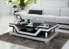 Designer Couchtisch Polster Tisch Leder Glas Moderner Voir les images du produit 1
