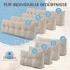 A collection of beige wedge pillows of various sizes displayed in a staggered arrangement against a light blue and white background. Produktbild-Vorschau