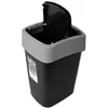 A black trash can with a gray rim and an open lid, shown against a white background. Voir les images du produit
