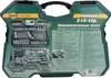 A green toolbox containing a 215-piece socket wrench set. Produktbild-Vorschau