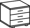 A line drawing of a three-drawer nightstand. Produktbild-Vorschau