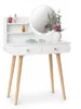 Schminktisch MRDT08-W, weiß, aus MDF, mit Spiegel (Ø 40 cm) Produktbild-Vorschau 6
