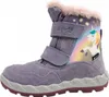 A single purple winter boot with a unicorn and rainbow design. Produktbild-Vorschau