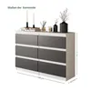 Commode / Sideboard avec 6 tiroirs - Blanc Mat / Anthracite Voir les images du produit 2