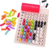 A wooden board game with colorful pegs and a red box. The board has numbered rows and columns for placing the pegs. Produktbild-Vorschau
