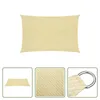 A beige sun sail is shown against a white background, with close-up views of its texture and a metal ring attachment. Produktbild-Vorschau