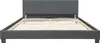 A dark gray upholstered bed frame with a slatted mattress support. Produktbild-Vorschau