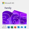 Marketing image for Microsoft 365 Family, featuring the product name and icons of associated applications. Produktbild-Vorschau