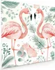 Küchenrückwand Spritzschutz Glas mit Motiv Flamingo Blätter Produktbild-Vorschau 1