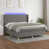 vidaXL Boxspringbett mit Matratze & LED Dunkelgrau 180x200 Produktbild-Vorschau 2