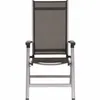 A front view of a silver and black folding chair against a white background. Produktbild-Vorschau