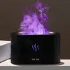 A black humidifier with purple mist resembling flames. Voir les images du produit