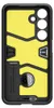 The back of a black phone case with a yellow interior, showing the camera cutout and branding. Anteprima dell’immagine prodotto