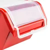 A close-up of the corner of a red storage box with a clear lid. Anteprima dell’immagine prodotto