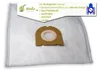 A vacuum cleaner bag with a promotional overlay highlighting its ecological benefits. Produktbild-Vorschau
