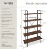 Etagère bibliothèque GLASGOW style industriel 106 x 34,5 x Voir les images du produit 6