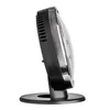 Side view of a black and silver analog thermo-hygrometer on a black stand and base. Voir les images du produit