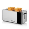 A toaster with four slices of toast in it, set against a white background. Voir les images du produit