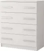 A white chest of drawers with silver handles, shown from a front-diagonal angle against a white background. Náhled obrázku produktu