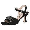 Caprice Damen Sandalette Leder Zierkette Schnalle Karreé Produktbild-Vorschau 3