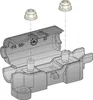 An exploded view diagram showing how to assemble a fuse holder with nuts. Produktbild-Vorschau