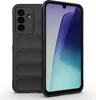 A black phone case is shown next to a smartphone. Produktbild-Vorschau