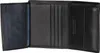 An open black leather wallet is shown against a white background. Produktbild-Vorschau