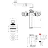 Technical drawing with dimensions of plumbing components. Podgląd zdjęcia produktu