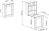 Diagrams showing the dimensions of a wall-mounted folding desk. Produktbild-Vorschau