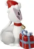 A Christmas-themed figurine of a cat wearing a Santa hat and holding a gift. Produktbild-Vorschau