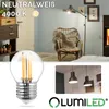 A collage of images showcasing a light bulb, a room interior with a chair and lamp, and pendant lights, along with branding. Produktbild-Vorschau