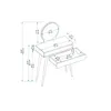 A technical drawing with dimensions of a vanity table with a mirror and a drawer. Produktbild-Vorschau