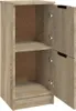 A close-up view of an open wooden cabinet with two shelves. Podgląd zdjęcia produktu