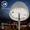 A close-up of the bottom of a silver LED lamp with a starry night sky and a campsite in the background. Anteprima dell’immagine prodotto