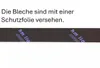The image shows text in German and a dark strip with repeating text. Produktbild-Vorschau