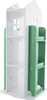 A white and green rotating bookshelf for children, shaped like a house. Náhled obrázku produktu