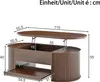 A diagram of a coffee table with dimensions indicated. Produktbild-Vorschau
