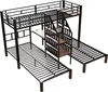 Metall-Etagenbett 90x200 cm mit Schreibtisch Regaltreppe Produktbild-Vorschau 14