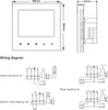 Diagrams showing the dimensions and wiring of a thermostat. Produktbild-Vorschau