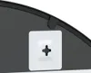 A close-up view of the back of a black mirror, showing a white adhesive hook with a cross-shaped opening for a screw. Náhľad obrázku produktu