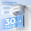 Close-up marketing image of a Waterdrop water filter pitcher, highlighting its long standby time and battery capacity. Podgląd zdjęcia produktu
