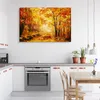 Muralo Leinwandbild Canvas Herbst WALD Gemälde Bäume Natur Produktbild-Vorschau 5