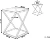 Diagram showing the dimensions of a side table, including height, width, and depth, along with a weight limit indicator. Náhľad obrázku produktu