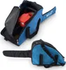 A product shot showing a chainsaw bag with a chainsaw inside, and a separate view of the bag with the chainsaw bar extended. Produktbild-Vorschau