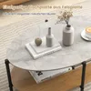 Ovale Couchtisch mit 2 Ablageflächen, Beistelltisch mit Produktbild-Vorschau 3