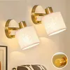 2x látkové nástenné svietidlo s vypínačom, zlaté, Náhľad obrázku produktu 1