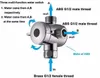 Diagram showing a three-way shower diverter valve with labels and arrows indicating water flow. Anteprima dell’immagine prodotto