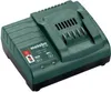 A green and black battery charger is shown from a diagonal angle against a light gray background. Produktbild-Vorschau