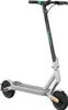 A studio shot of a white and gray electric scooter against a white background. Voir les images du produit